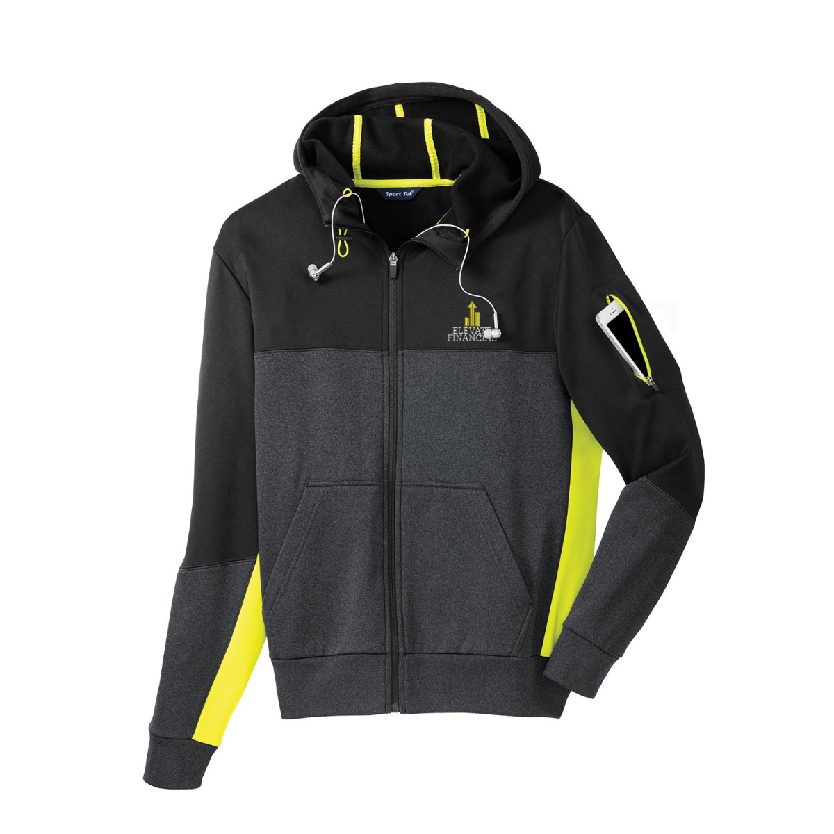 Sport-Tek® Tech Fleece Colorblock Full-Zip Hooded Jacket - Unisex