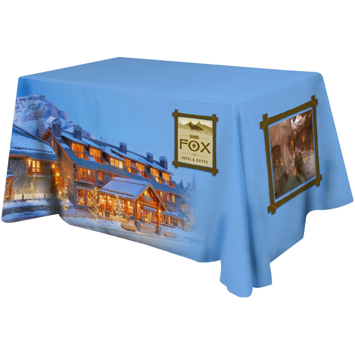 Polyester Full Color 3 Sided Flat Table Cover - 4'