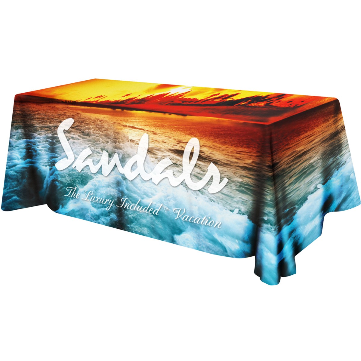 Polyester Full Color 4 Sided Flat Table Cover - 8' 