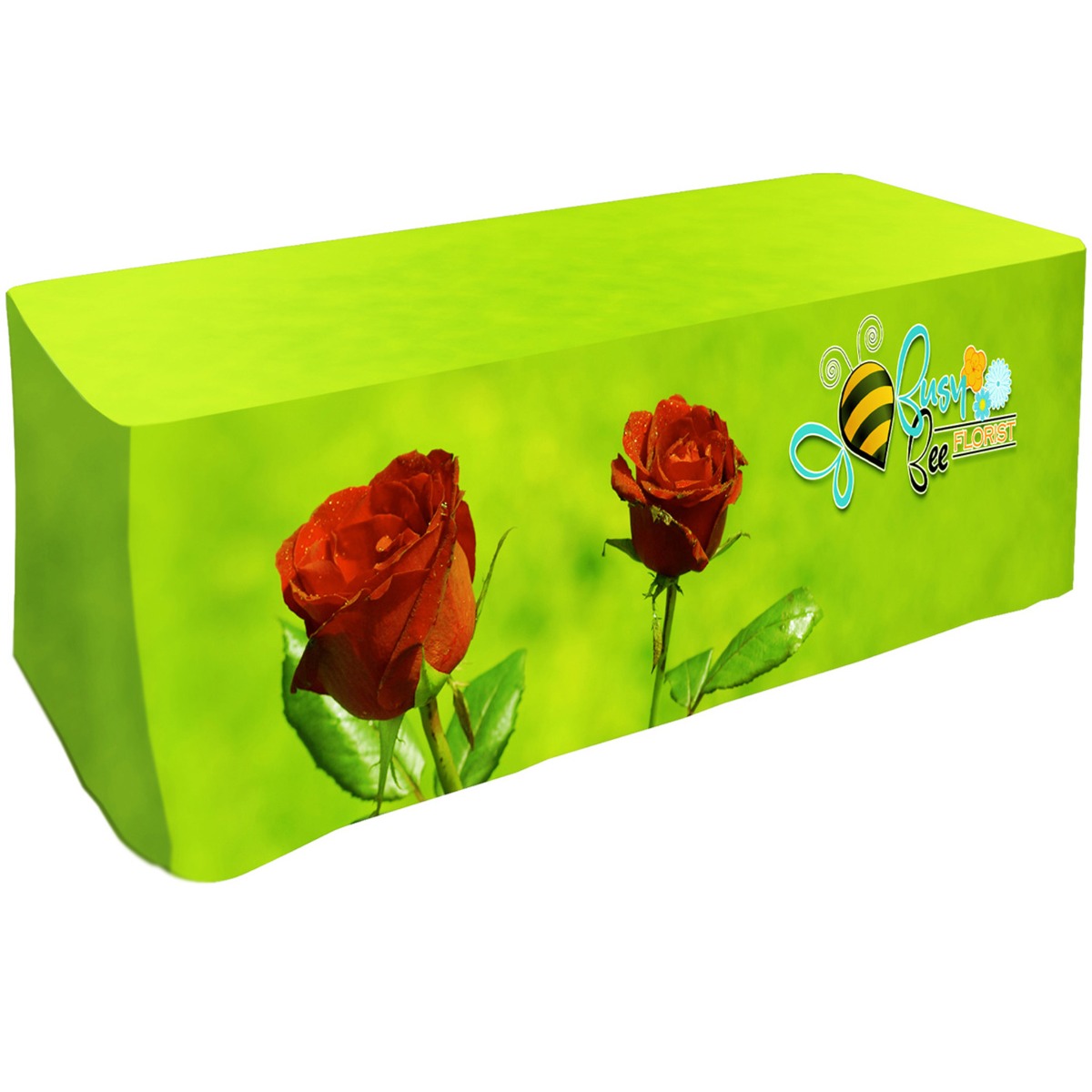 Polyester Full Color 3 Sided Fitted Table Cover - 6'