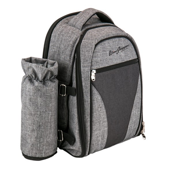 Wine & Picnic Cooler Backpack for Four + Fleece Blanket